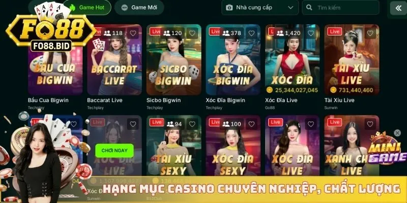 Hạng mục casino chuyên nghiệp, chất lượng 